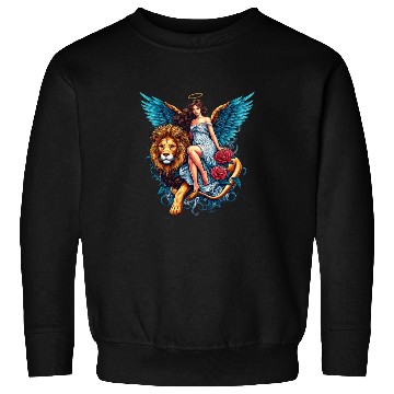 Discover Pretty angel on lion with flowers Sweatshirts