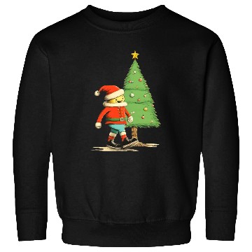 Discover Santa near Christmas tree Sweatshirts