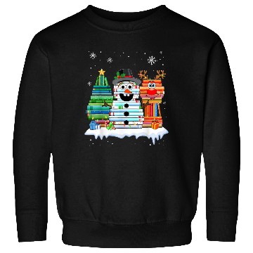 Discover Christmas Tree Snowman Reindeer Book Stack Sweatshirts