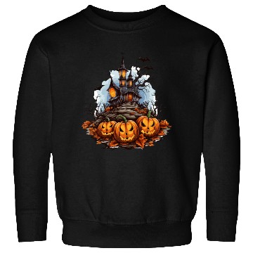 Discover Halloween Pumpkin Bat Spell Haunted House Sweatshirts
