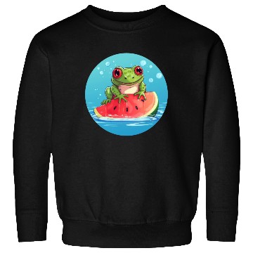 Discover Frog on watermelon in the sea Sweatshirts