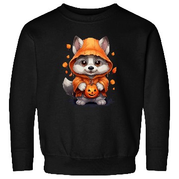Discover Cute Halloween Wolf With Pumpkin Lanterns Sweatshirts