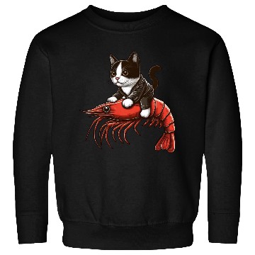 Discover Cat rides shrimp Sweatshirts