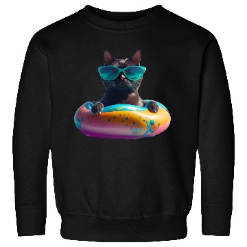 Discover Black Cat Wearing Sunglasses in Float Sweatshirts