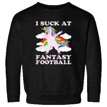 Discover I suck at fantasy football dabbing unicorn funny Sweatshirts