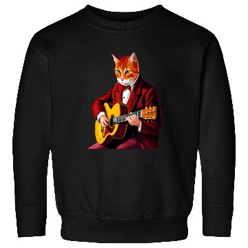 Discover Cat playing guitar Sweatshirts | mens cat playing guitar