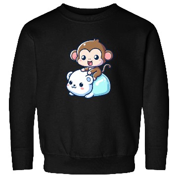 Discover Polar Bear Cute Monkey Companion Sweatshirts