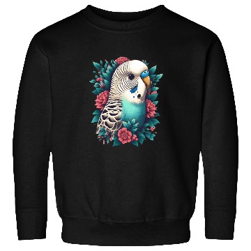 Discover Blue budgie with flowers Sweatshirts