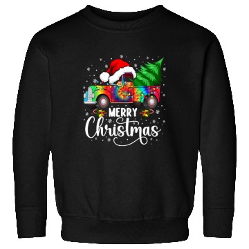 Discover Merry Christmas Truck Tree Santa Hat Lights Sweatshirts