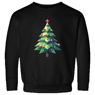 Discover Polygonal Christmas Magic: The Faceted Pine Tree Sweatshirts