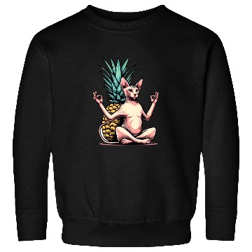 Discover Meditating Sphynx cat with pineapple Sweatshirts