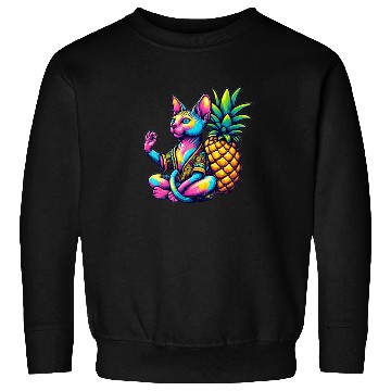Discover Meditating Sphynx cat with pineapple Sweatshirts