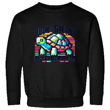 Discover Cyber Turtle - Slow and Steady in 8-bit Color Sweatshirts