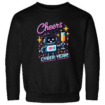 Discover Retro Robot New Year's Toast - Cyber Champagne Fun Sweatshirts
