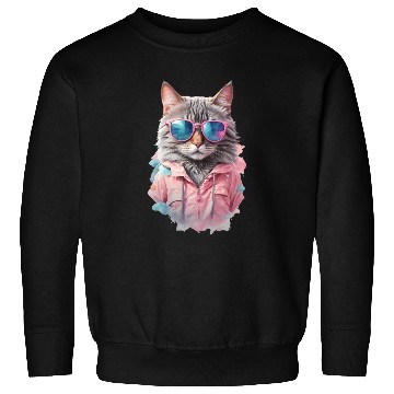 Discover Modern Chic Cat In Pink Pastel Color Sweatshirts