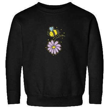 Discover Bee with Flower Animals Nature Honey Sweatshirts