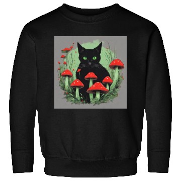 Discover Black Cat and Wild Red Mushrooms Sweatshirts