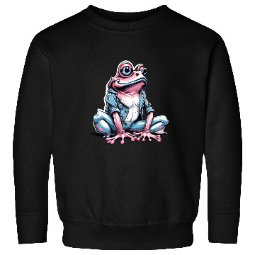 Discover Cute pink frog with denim Sweatshirts