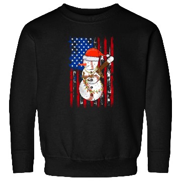 Discover Christmas Snowman Playing Baseball Us Flag Xmas Sweatshirts