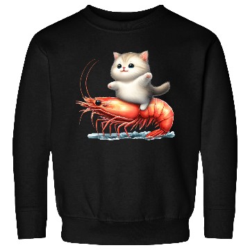 Discover Cat rides on shrimp Sweatshirts