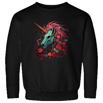 Discover scary unicorn and flowers Sweatshirts