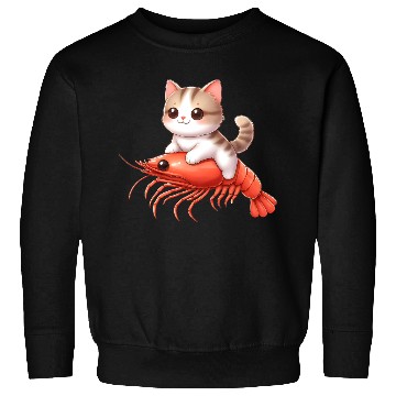 Discover Cat rides on shrimp Sweatshirts