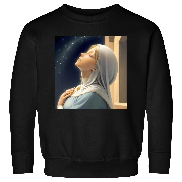 Discover Virgin Mother Mary Praying on a Starry Night Sweatshirts