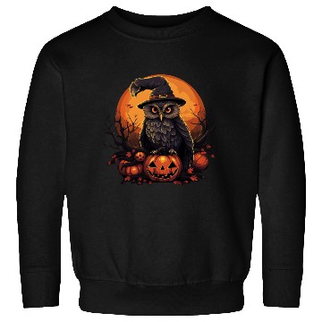 Discover Whimsical Owl in Witch Hat Halloween Sweatshirts