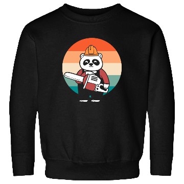Discover Panda Chainsaw Tree Worker Sweatshirts