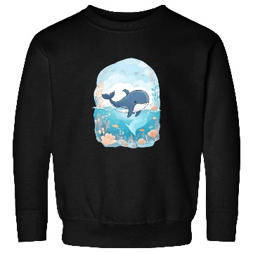 Discover cute whale in cartoon fantasy Sweatshirts