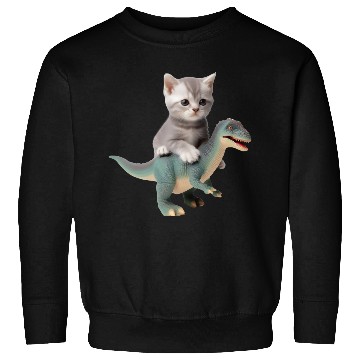 Discover Cute kitten rides on T-rex Sweatshirts