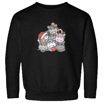 Discover Hippo Christmas Tree Funny Animal Christmas Sweatshirts