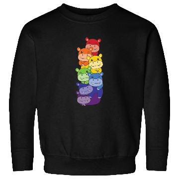 Discover Rainbow Flag Pride Lgbtq Cute Hippo Stack Sweatshirts