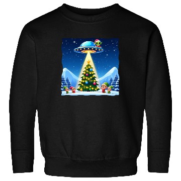Discover Christmas Alien UFO Elf Abduction Sweatshirts