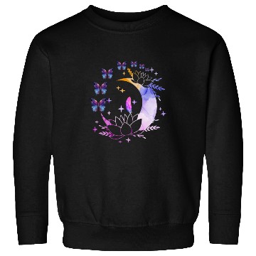 Discover Celestial Serenity Moon, Lotus, Feather, butterfly Sweatshirts
