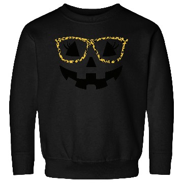 Discover Jack O Lantern Cute Face Pumpkin with Leopard Prin Sweatshirts