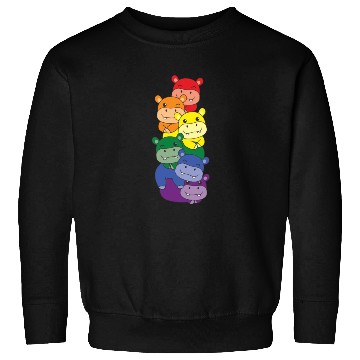 Discover Rainbow Flag Pride Lgbtq Cute Hippo Stack Sweatshirts