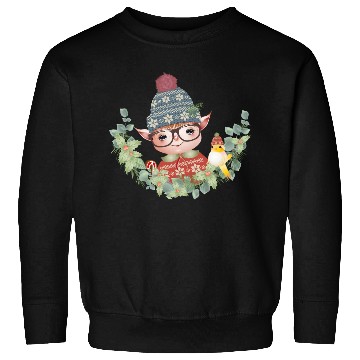 Discover magical sweet Christmas elf with bird Sweatshirts