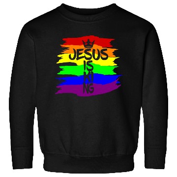 Discover Queer Jesus is King Cross Crown Rainbow Colors Sweatshirts