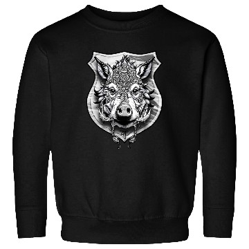 Discover shield with wild boar head - DIGITAL - grayscale Sweatshirts