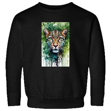 Discover Leopard ink painting with green background Sweatshirts