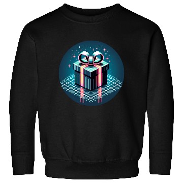 Discover Cyberpunk Pixel Art Gift Box - Neon Ribbons Sweatshirts