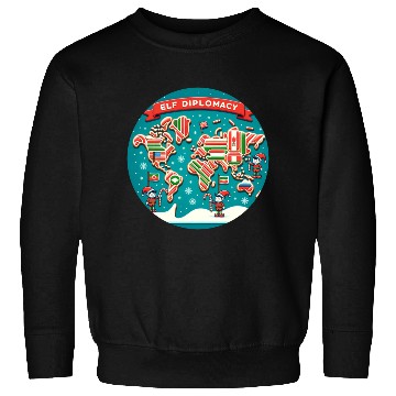 Discover Elf Diplomacy - World Map of Sweet Connections Sweatshirts