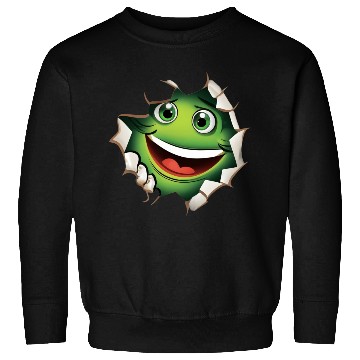 Discover Cute Happy Green Monster Peeking Out Of a Hole Sweatshirts