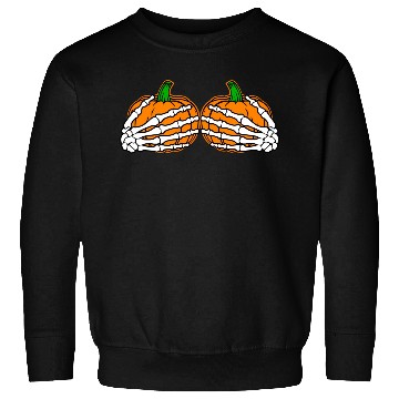 Discover Halloween Skeleton Hands On Chest Pumpkin Boobs Sweatshirts