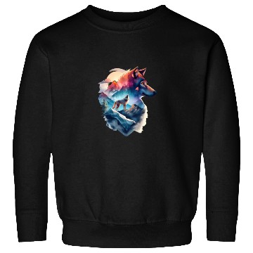 Discover wolf and a mountain natural scenery Sweatshirts