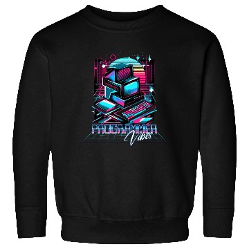 Discover Retro Neon Programmer Vibes 90s Sweatshirts