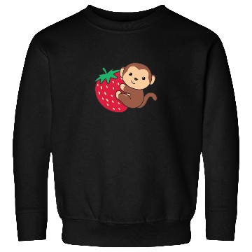 Discover Monkey With Strawberry Cute Monkeys With Fruits Sweatshirts