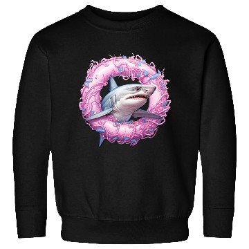 Discover shark in an inflatable ring Sweatshirts