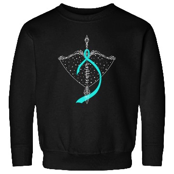 Discover Warrior Bow Warrior Teal Ribbon Ovarian Cancer Sweatshirts